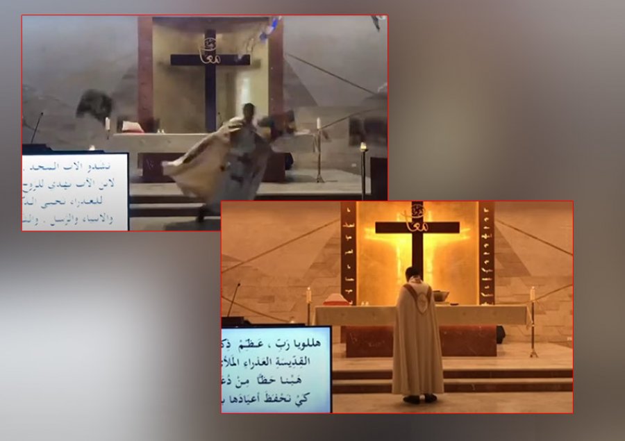 VIDEO/ Shpërthimi në Bejrut, priftit i shembet kupola gjatë meshës