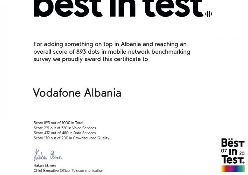 Vodafone Albania vlerësohet nga umlaut si rrjeti më i mirë në Shqipëri