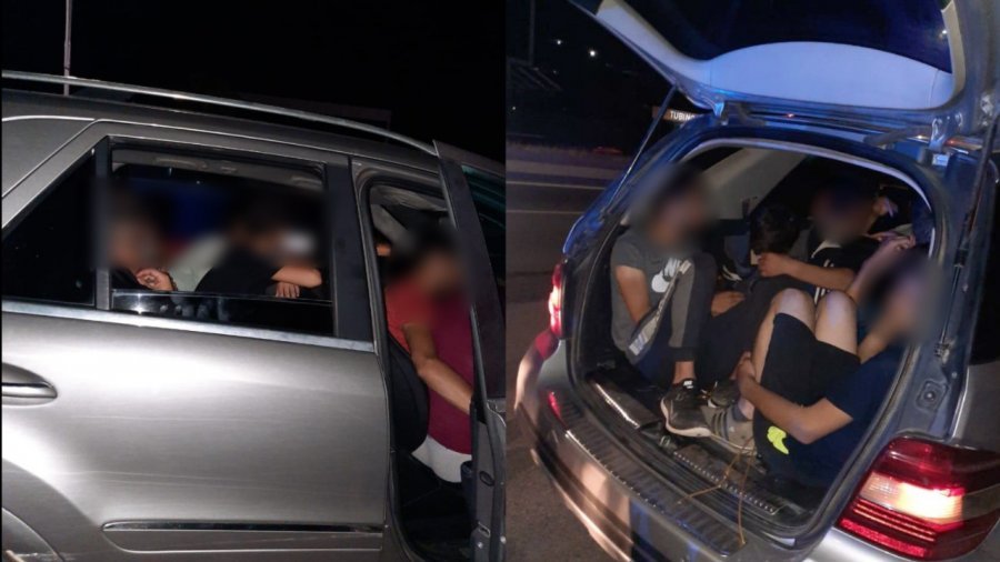 FOTOLAJM/ Shihni si i kishte rrasur në makinë 12 emigrantët e paligjshëm