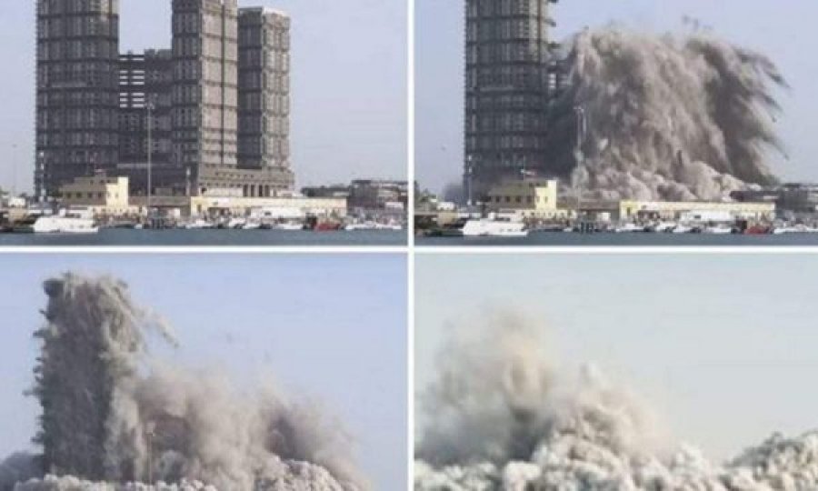 VIDEO/ Pamjet spektakolare të shembjes së katër kullave gjigante në vetëm 10 sekonda në Abu Dabi