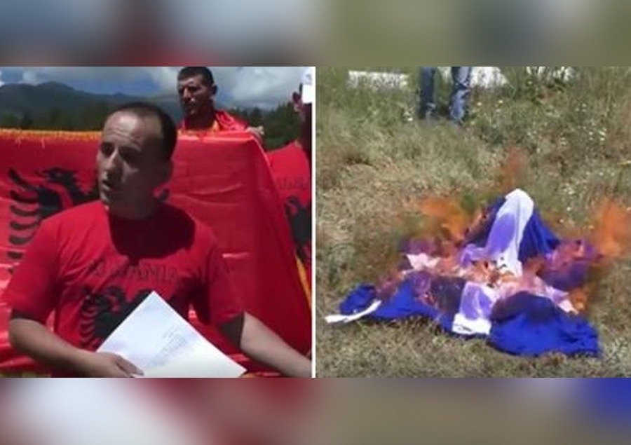 'Djemtë e Labërisë' djegin flamurin e Vorio-Epirit në Këlcyrë 
