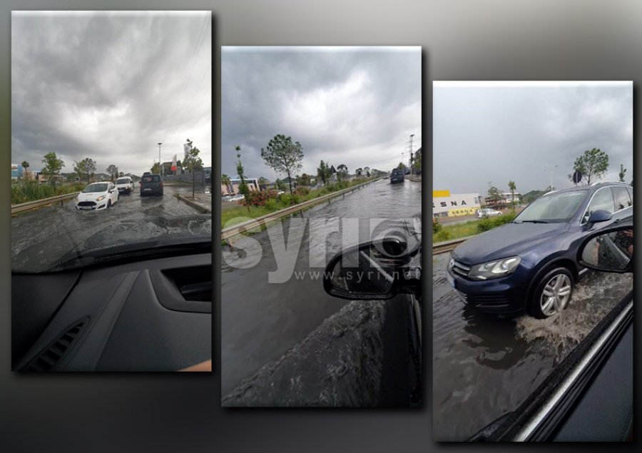 Pas reshjeve të shiut rruga dytësore Tiranë - Durrës nën pushtetin e ujit