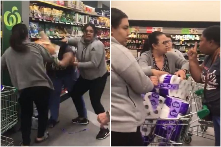 VIDEO/ Pakoja e fundit me letra higjenike në supermarket, gratë i shkulin flokët njëra-tjetrës