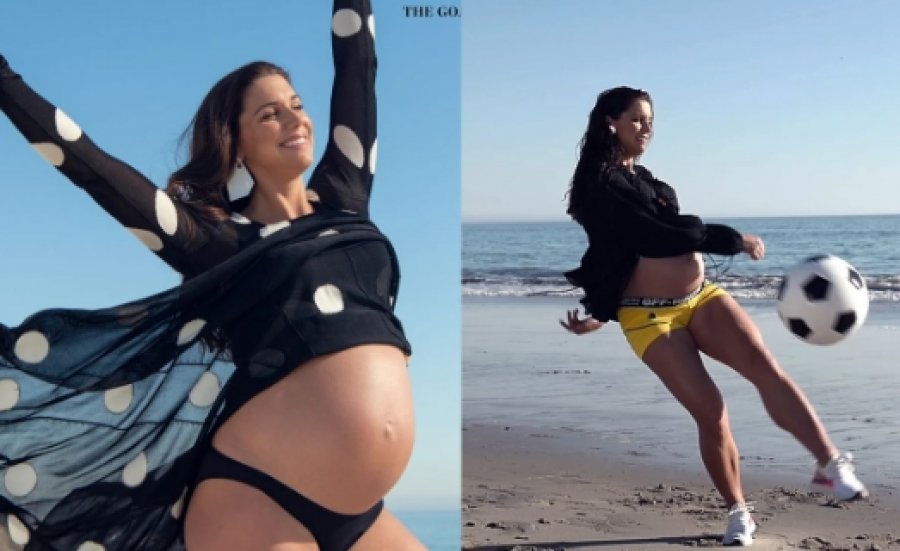 VIDEO/ Alex Morgan nuk i ndahet futbollit as në muajin e nëntë të shtatzënisë 