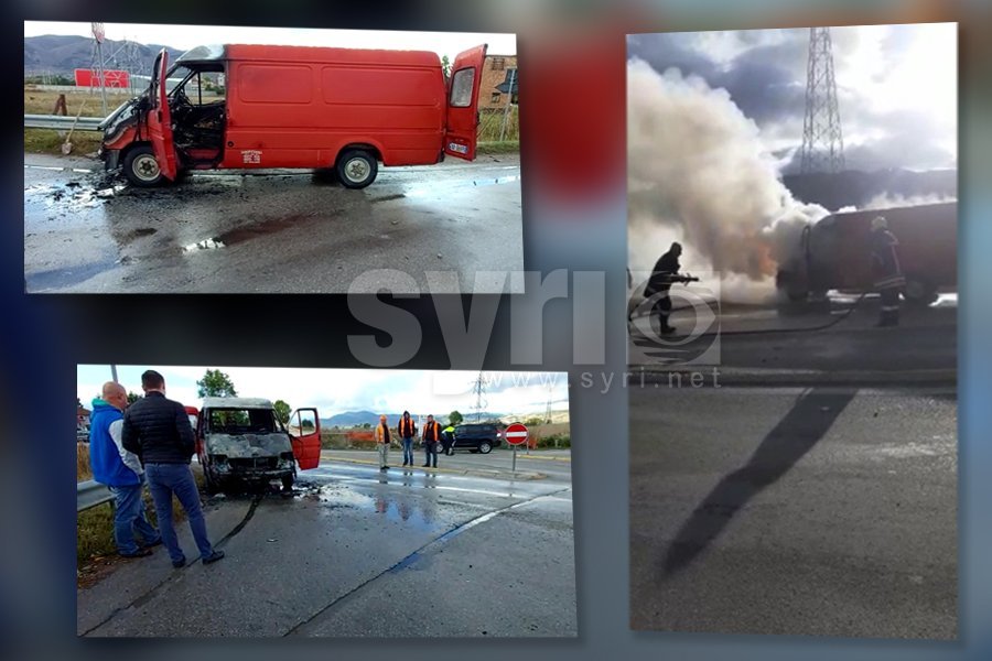 VIDEO/ Furgoni merr flakë në rrugë, ndërhyjnë zjarrfikësit