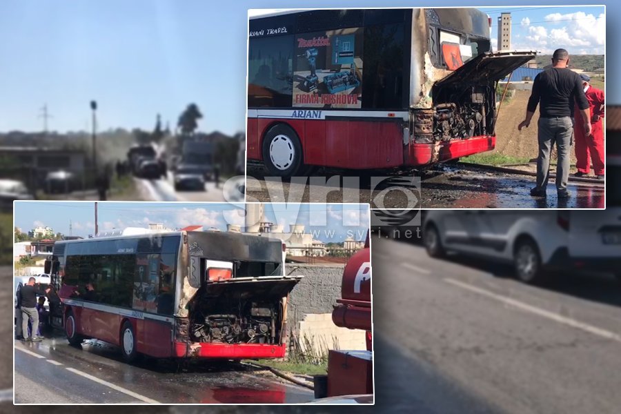 VIDEO/ Merr flakë autobusi i pasagjerëve në Fier