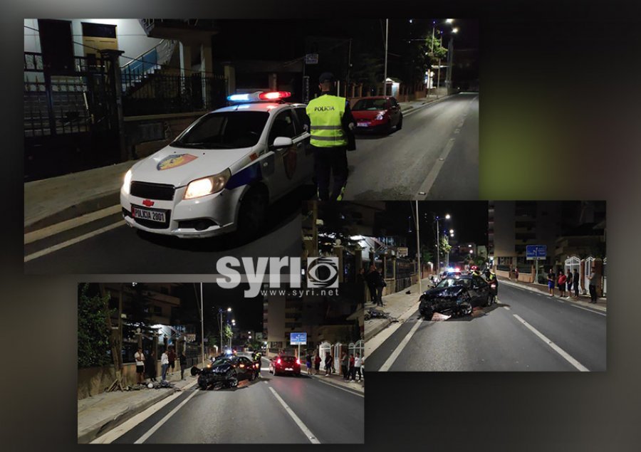 FOTO/ Aksident në Pogradec, makina merr para shtyllën dhe përplaset me murin, një i plagosur 