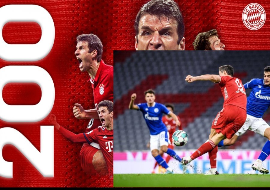 Lewandowski i dha asist me finte, Muller godet 'fluturimthi' për të realizuar golin e 200-të me Bayern