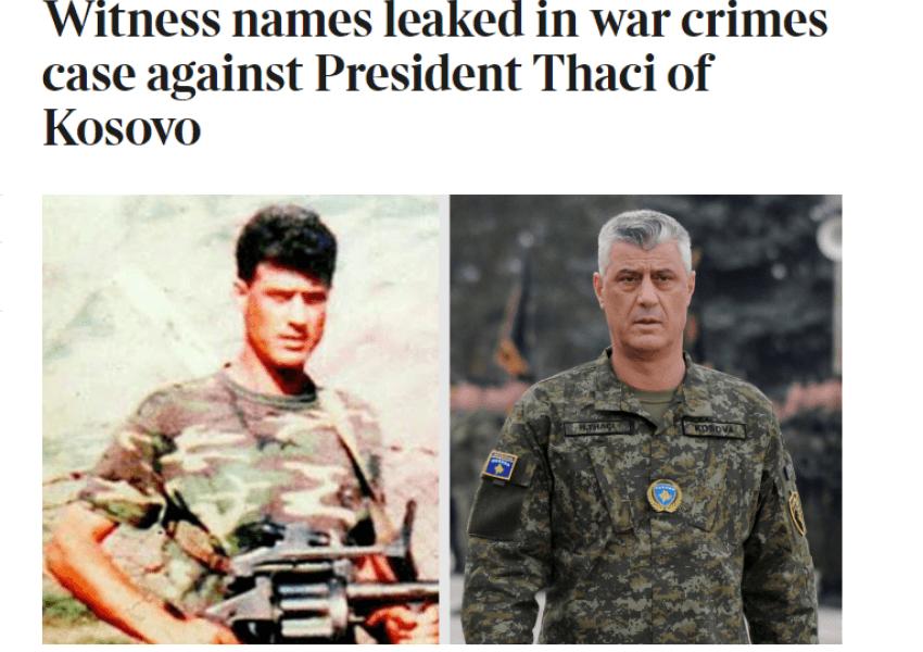 'The Times': Zbulohen emrat e dëshmitarëve në rastin e krimeve të luftës kundër Presidentit të Kosovës, Hashim Thaçit