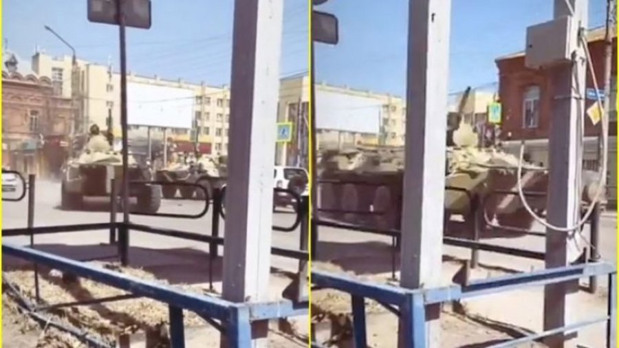 VIDEO/ Trupat ruse ngjyrosin tanket e tyre me ‘shirita pushtimi’, Putin dërgon 80,000 trupa në kufirin ukrainas