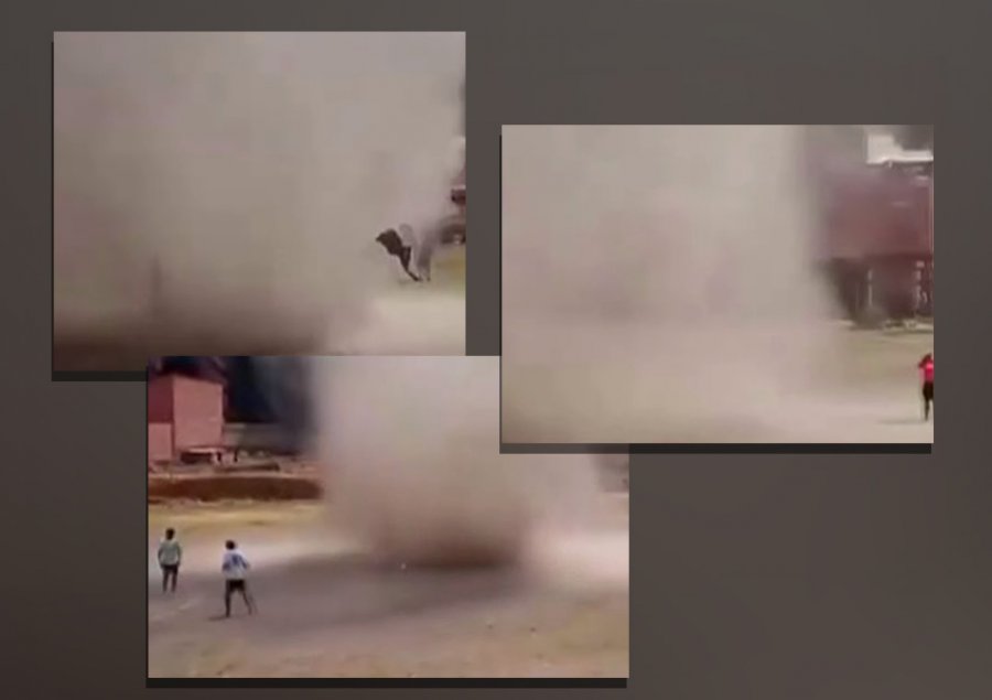 VIDEO/ 'Tornado' e papritur ndërpret ndeshjen e futbollit, merr lojtarin dhe e ‘fluturon’ në ajër 