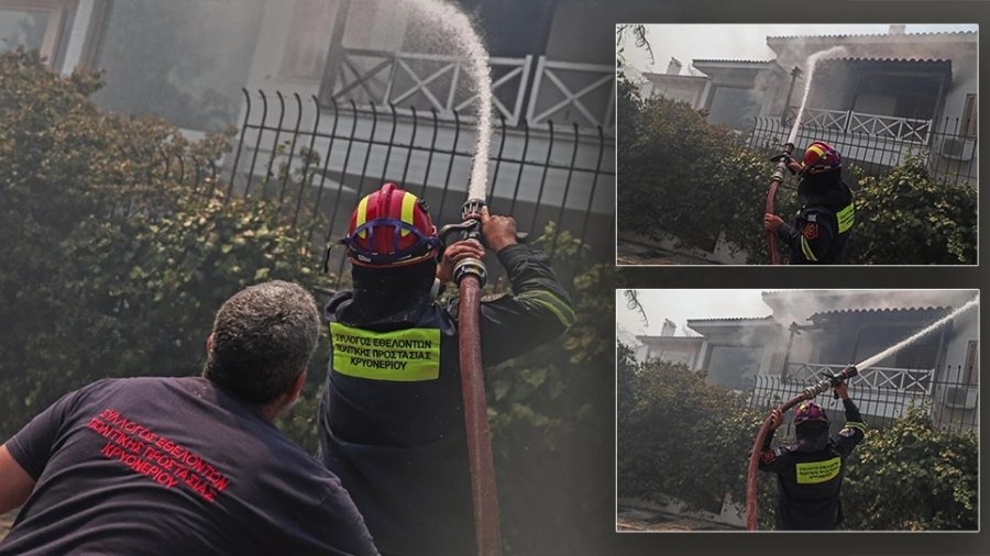 VIDEO/ Zjarr në Greqi, digjen disa banesa, evakuohen banorët