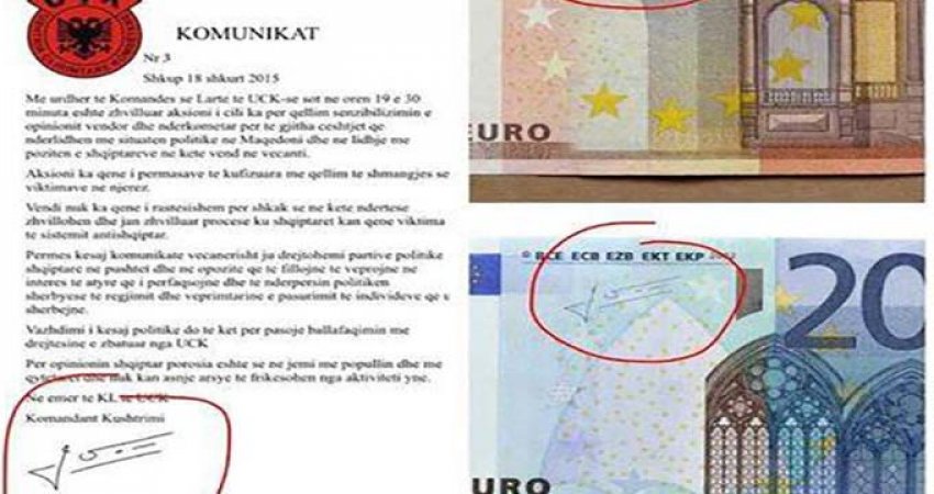 Koha kur dikush mashtronte në emër të UÇK-së: Kopjonte firmën e monedhës prej 20 eurosh