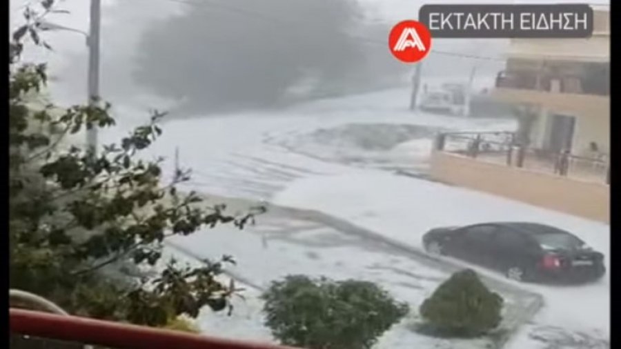 Greqi/ Moti u çmend: Stuhi dhe breshër i pandalshëm në Kozani