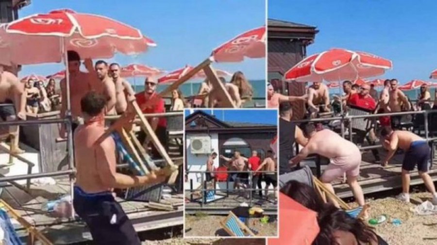 VIDEO/ Grushte dhe karrige në ajër, sherr masiv në një plazhin ne Britani