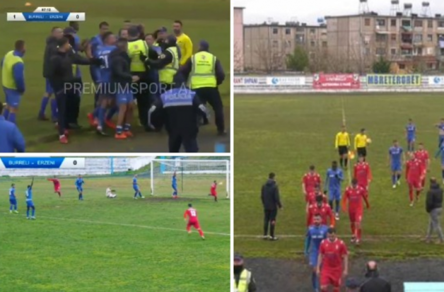 Përleshje në futbollin shqiptar: Pas golit, plasin kacafytjet mes policisë dhe futbollistëve