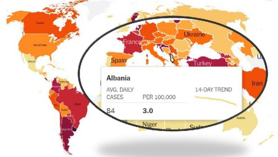 Harta Botërore e Covid-19/ Gjurmimi i pandemisë globale, ja si ngjyroset Shqipëria