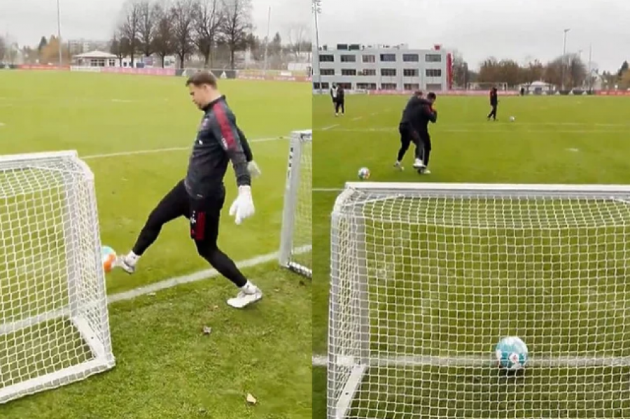VIDEO/ ‘50 euro nëse shënoj me një prekje të topit’, Neuer bast me shokun e skuadrës. Ja kush e fitoi sfidën