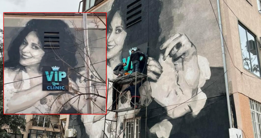 Biznesi privat vendos reklamën në muralin për Nexhmie Pagarushën