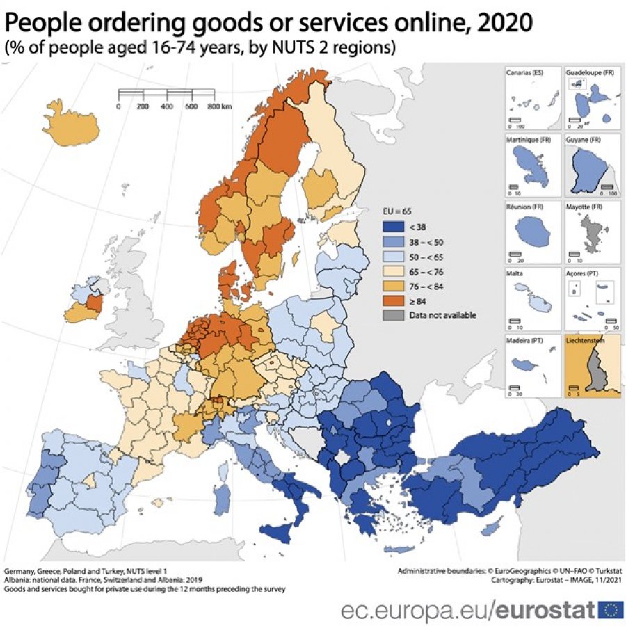 Shqiptarët porosisin më pak mallra e shërbime online në Europë, ja kush e mban rekordin në rajon