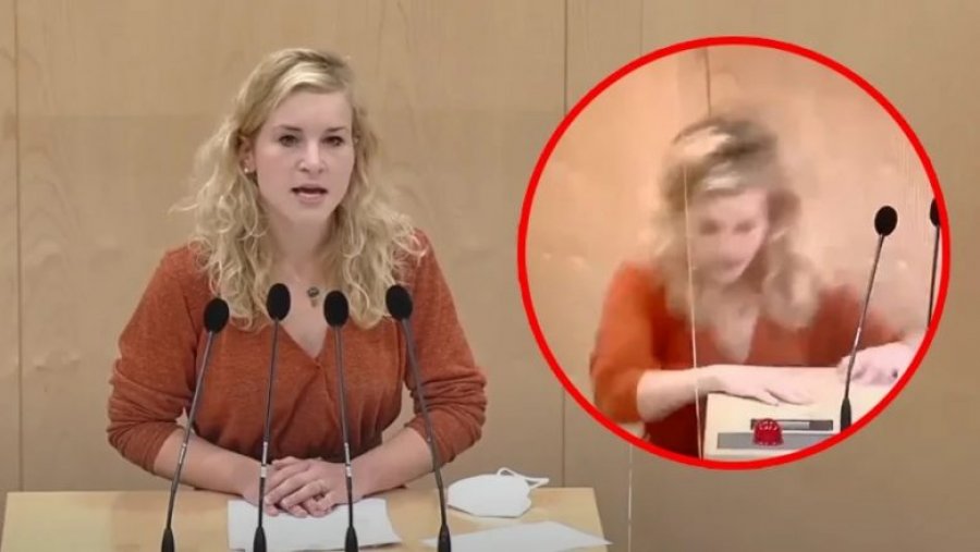 VIDEO/ Deputetes austriake i bie të fikët gjatë fjalimit