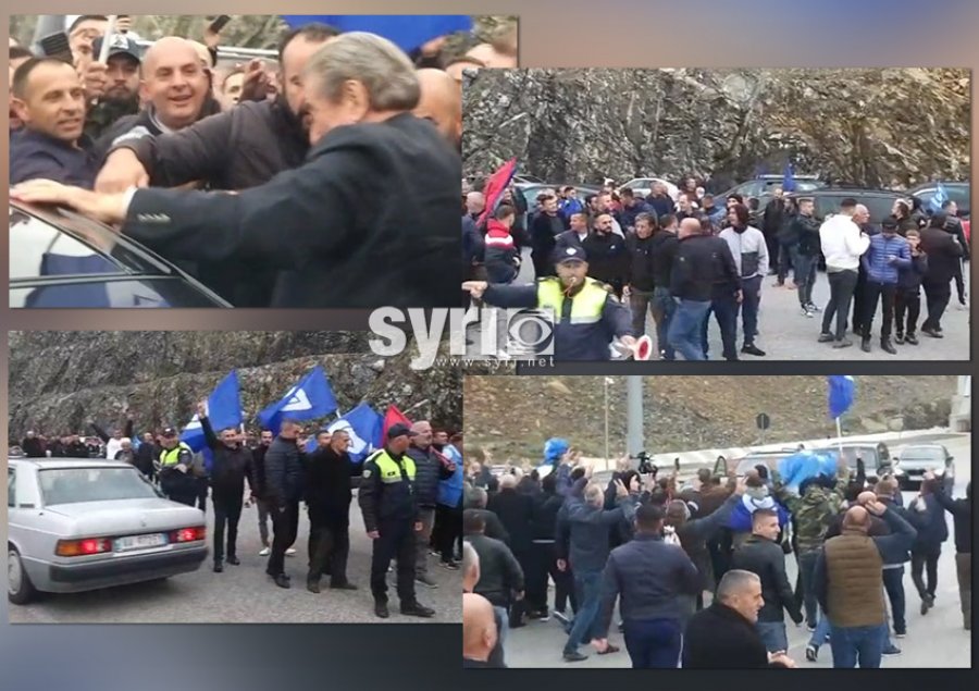 VIDEO/ Pritje madhështore, qytetarët bllokojnë Rrugën e Kombit për Sali Berishën