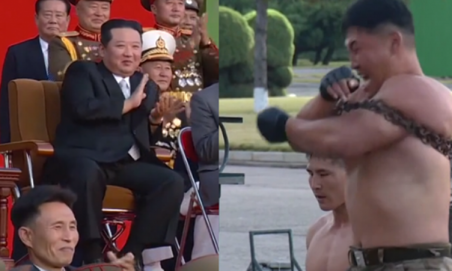 VIDEO/ Ushtarët koreanë thyejnë tulla me grushte, Kim duartroket e buzëqesh...