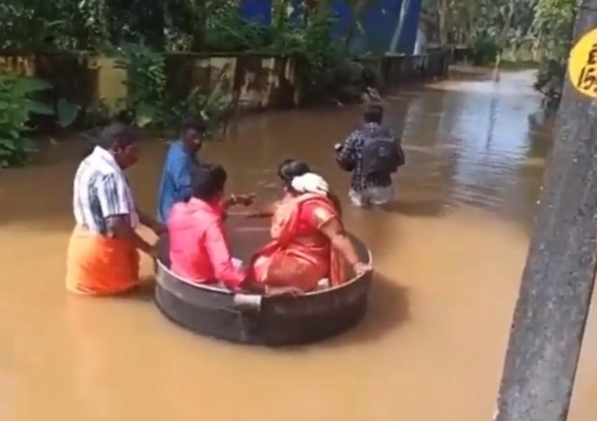 VIDEO/ Çifti Indian hyn në tenxhere ditën e dasmës për t’i shpëtuar përmbytjes