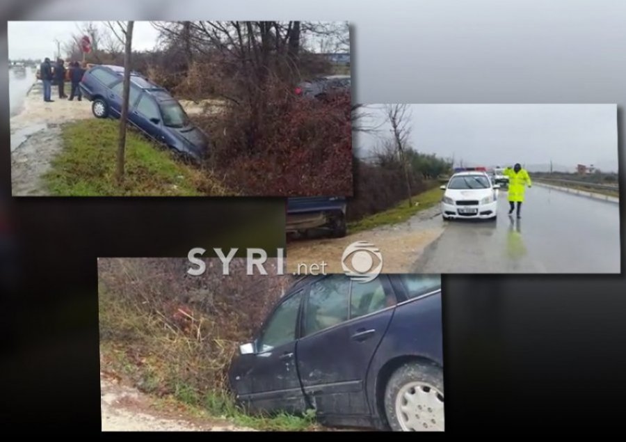 Makina del nga rruga në Turan të Korçës