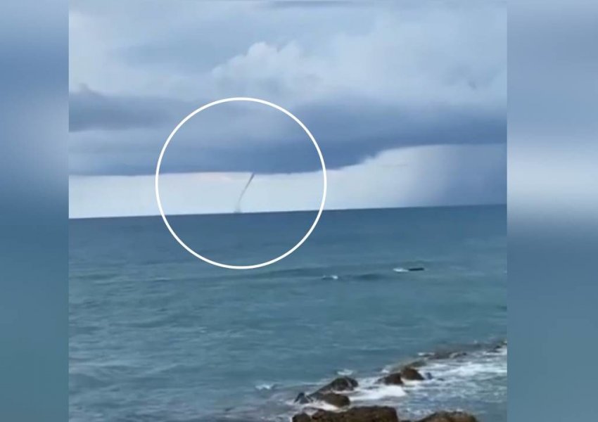 VIDEO/ Fenomeni i pazakontë në Durrës, formohet tornado në mes të detit