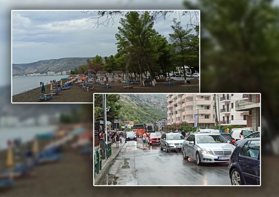 VIDEO/ Shiu në Shëngjin boshatis plazhin nga pushuesit, bllokohet trafiku 