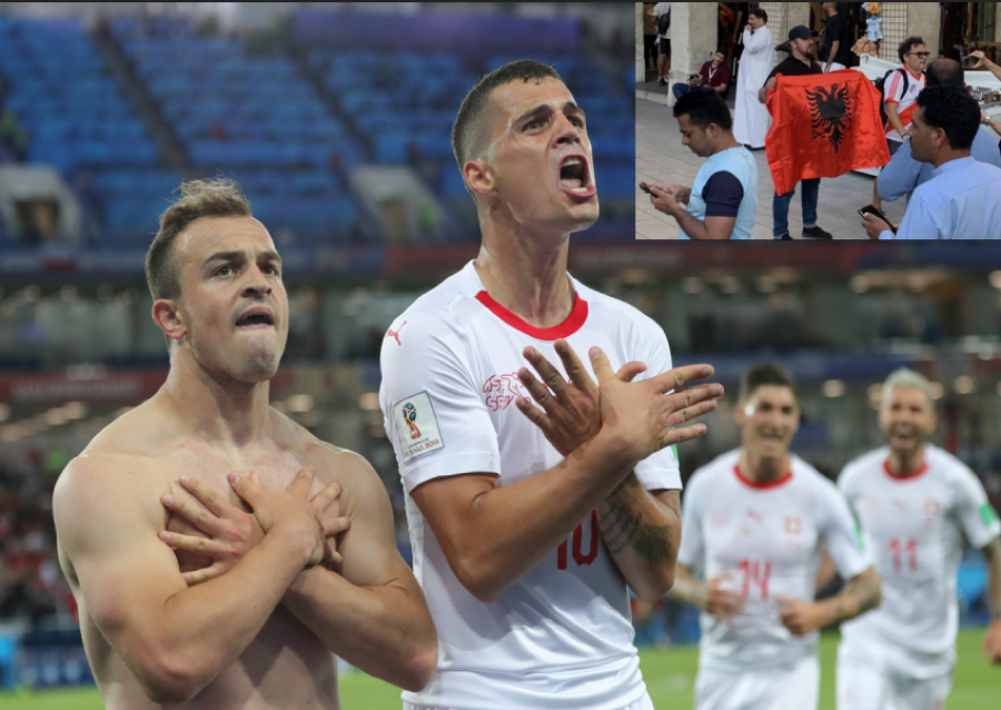 Në mbështetje të Xhakës dhe Shaqirit/ Tifozi me flamurin kombëtar shfaqet në Katar para ndeshjes së Zvicër – Serbi