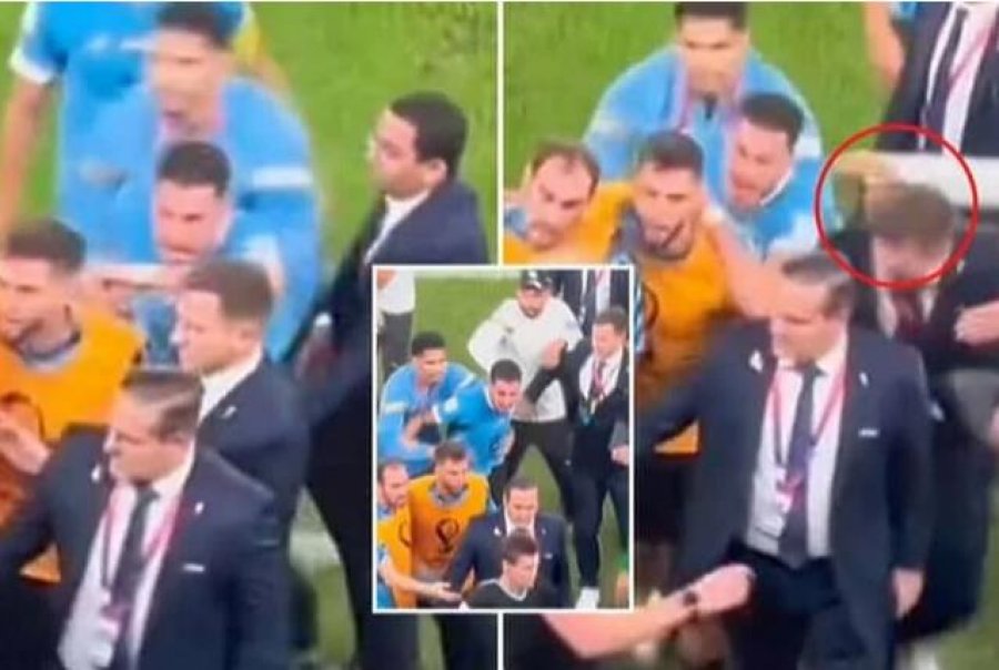 VIDEO/ Lojtari i Uruguait goditi me bërryl drejtorin e FIFA-s, i quajti hajdutë arbitrat e Kupës së Botës