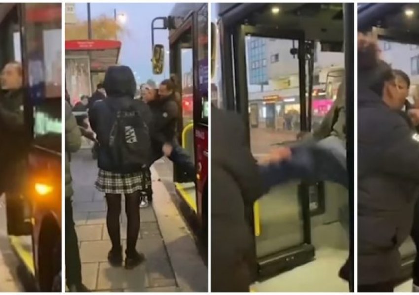 Shoferi i autobusit dhe një pasagjere filmohen duke u rrahur në Londër