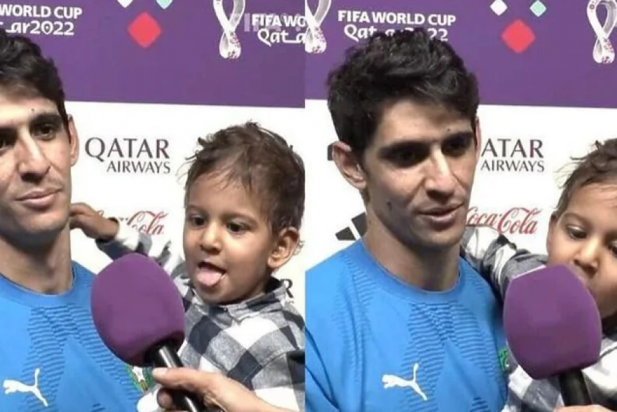 VIDEO/ Djali i portierit të Marokut ndërpreu intervistën e babait të tij, mendoi se mikrofoni ishte akullore
