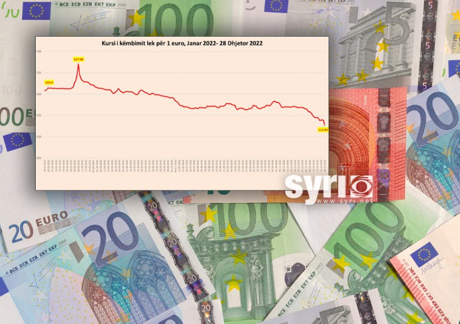 Euro merr goditjen e radhës, kursi bie poshtë nivelit të 113 lekëve për herë të parë në histori