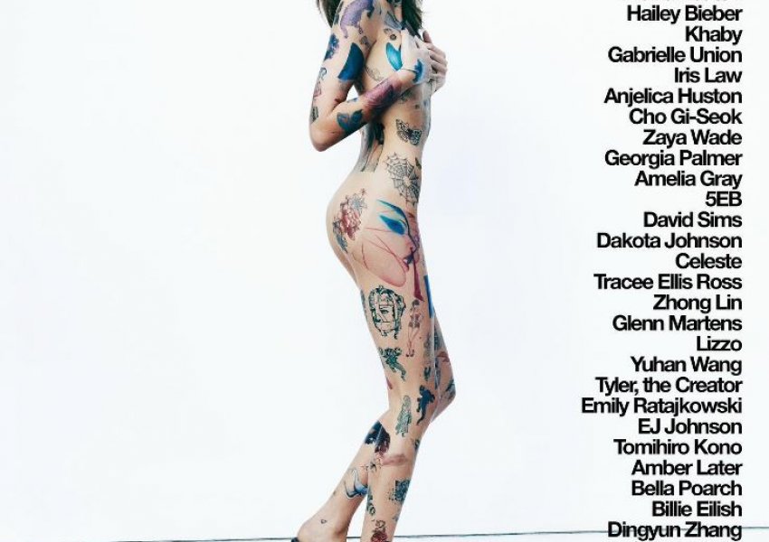 Modelja e njohur pozon nudo dhe mbuluar me tatuazhe për kopertinën e revistës 'Perfect'