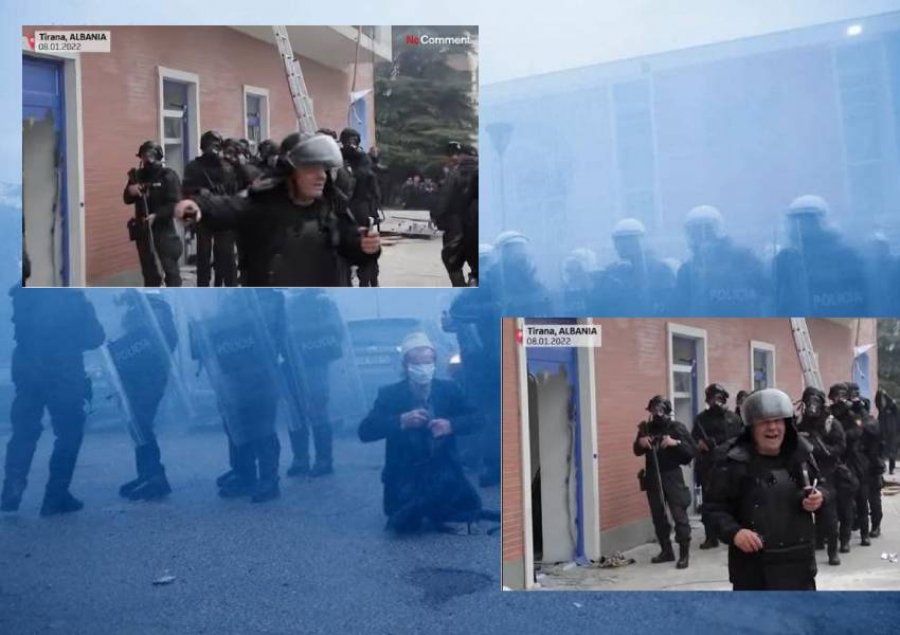 VIDEOLAJM/ Sokol Bizhga te selia e PD, urdhëron policët: Shpejt gazin! Efektivi: Ata po ikin, pse t'u hedhim...