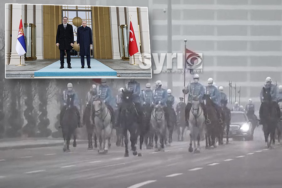 VIDEO/ Një ditë pas takimit me Ramën, Erdogan pret Vuçiçin me ceremoni madhështore