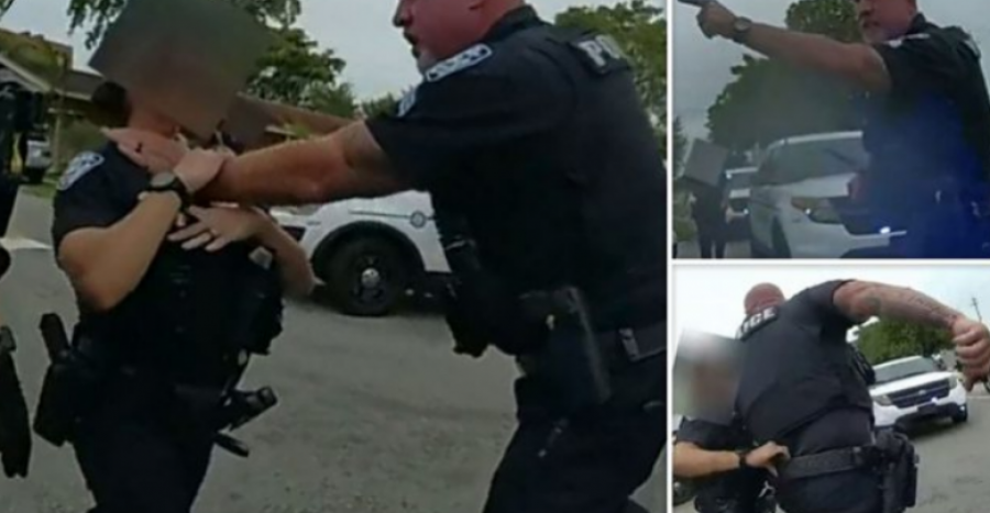 VIDEO/ Polici kap për fyti kolegen dhe e përplas pas makinës, kamerat filmojnë gjithçka