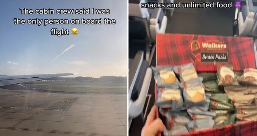 Pasagjeri i vetëm në aeroplan, i riu udhëtoi për tetë orë plotësisht i vetmuar – videoja bëhet virale