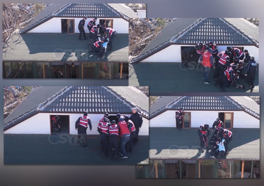 VIDEOLAJM/ Ja momenti kur 11 policë prangosin dhunshëm banorin te ‘5 Maji’ në çatinë e shtëpisë