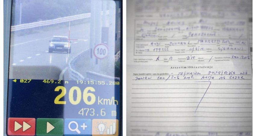 Voziti 206 km/h në zonën ku kufizimi ishte 100 km/h, policia dënon kosovarin