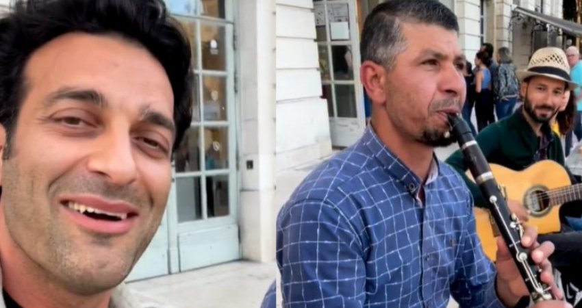 Ramë Lahaj takon rastësisht dy shqiptarë duke bërë muzikë në rrugët e Francës – këndon këngën shqipe bashkë me ta