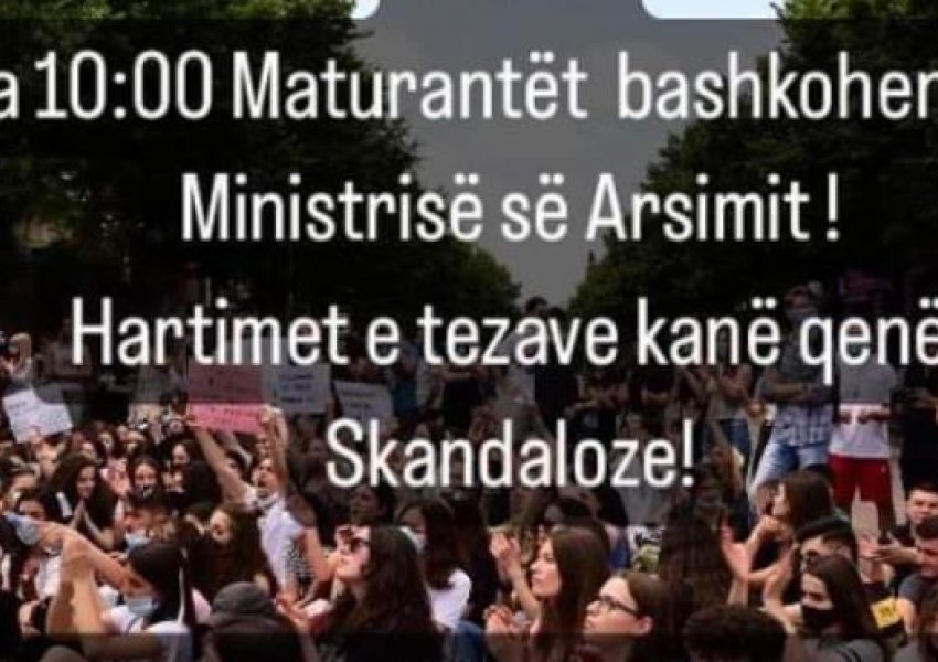 ‘Teza e provimit skandaloze’, maturantët protestojnë në ora 10 para Ministrisë së Arsimit