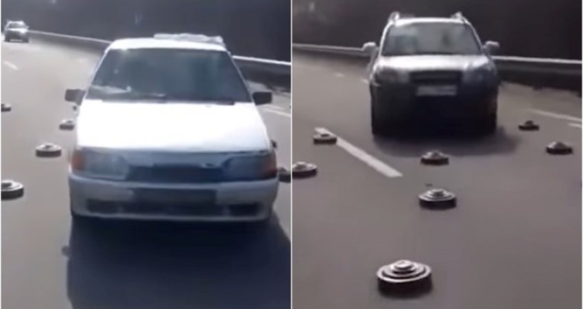 Bëhet virale videoja që tregon se si veturat kalojnë përmes minave në Kiev
