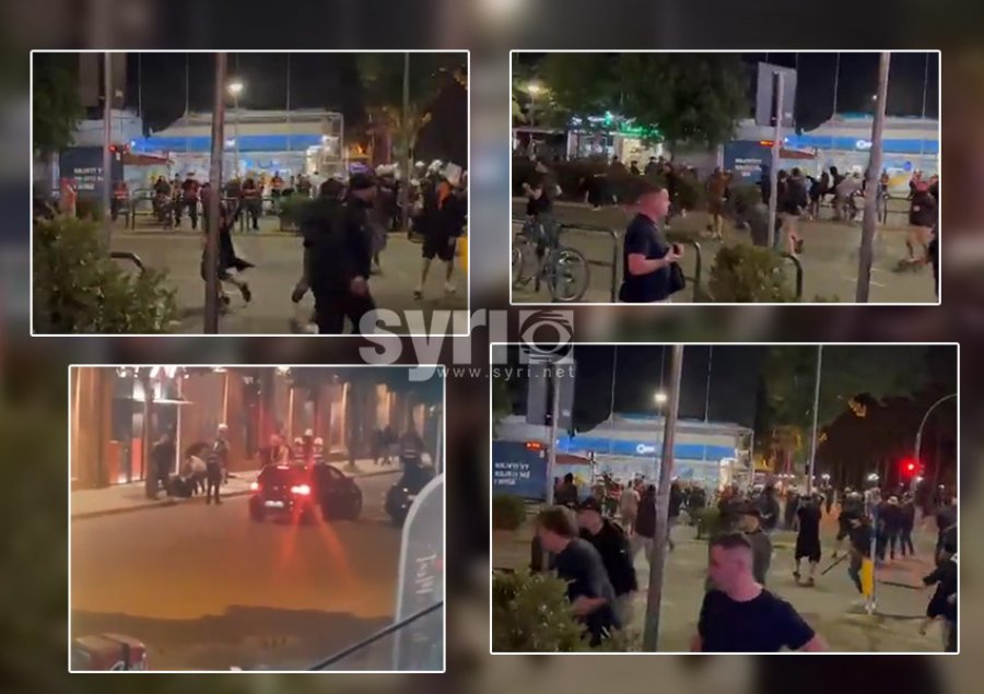 Roma - Feyenoord/ Arenë 'lufte' në rrugët e Tiranës, pamje nga përplasjet mes tifozerive me policinë