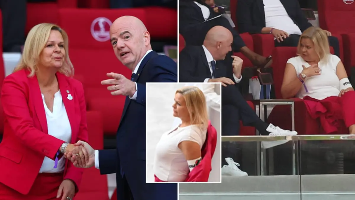 FIFA ndaloi mbajtjen e shiritit ‘OneLove’ në Botëror, fotoja e fundit i Infantinos përkrah ministres shkakton polemika në rrjet