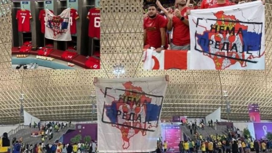 Serbia provokon në Katar, shpalos hartën e Kosovës me ngjyrat e flamurit serb