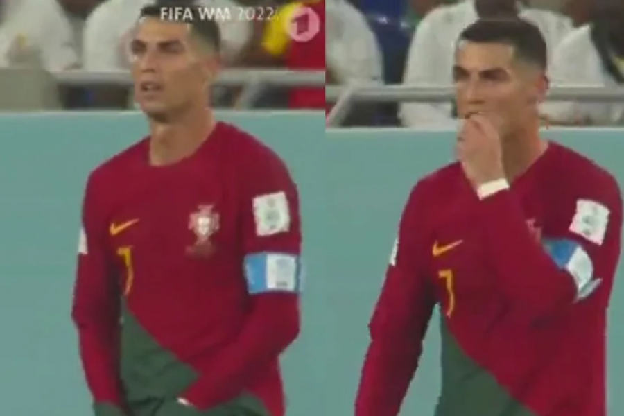 Tifozët u habitën: Ronaldo futi dorën në pantallona, nxori diçka dhe e gëlltiti